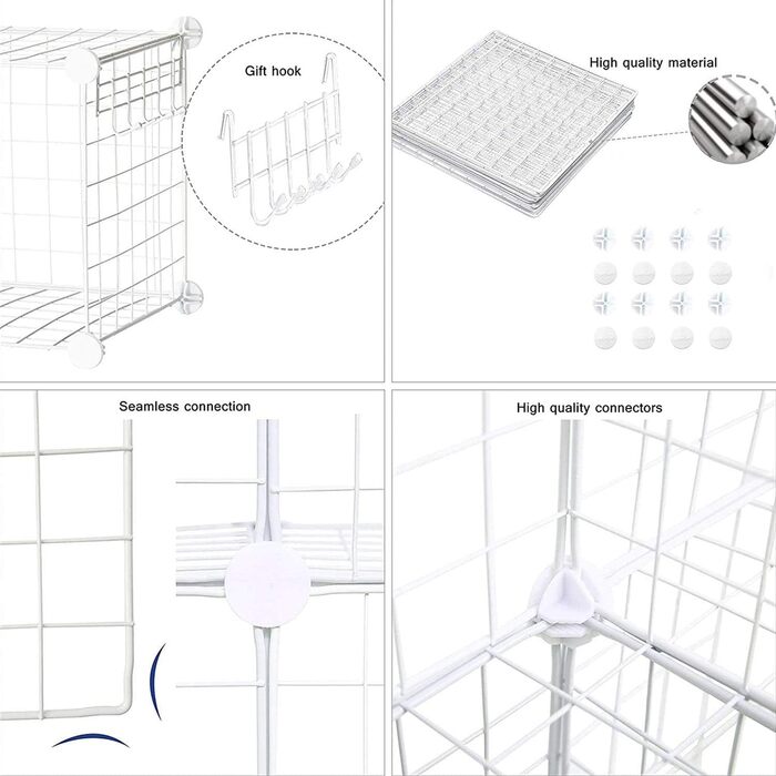 C&AHOME Wire Cube Storage, 6 - Metal Cube Organizer with C-Grids, Modular Shelving Units, Storage Shelf Racks, Closet Organizer, 93.5 in L x 31.8 in W x 93.5 in H, (12-Cube, White)