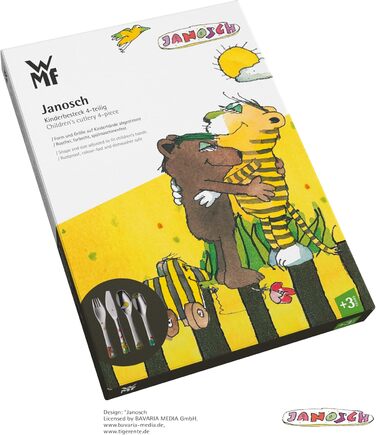 Дитячий столовий набір Janosch від WMF з гравіюванням імені - столовий набір для дітей, ідеальний подарунок на хрещення для дівчаток та хлопчиків від 3 років