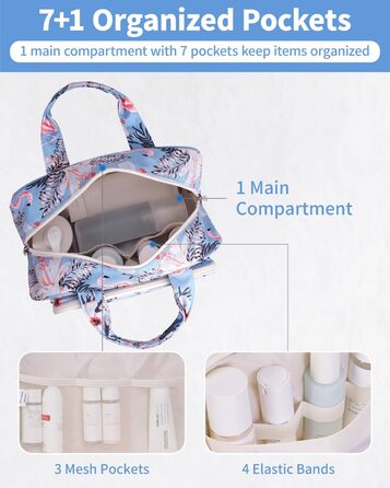 Косметичка для жінок велика, культиваторський мішечок, велика сумка для косметики, чоловіча сумка для туалету, велика сумка для макіяжу (Бежевий фламінго) (Y-aqua Flamingo)