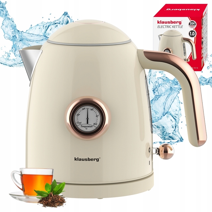 Електричний чайник Klausberg KB-9018 Retro, 1.0 л, з термометром, бездротовий