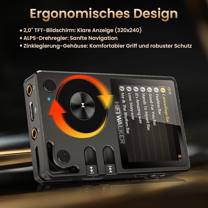 HIFI Walker H2: MP3-плеєр Hi-Res 128GB з Bluetooth 5.2, DSD DAC, підтримкою FLAC та розширенням до 512GB