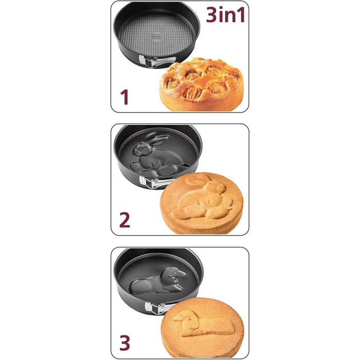 Форма для випічки Zenker Springform Ø 26 см SPECIAL CREATIVE, з двома декоративними вставками, антипригарне покриття, чорний колір, 1 шт.