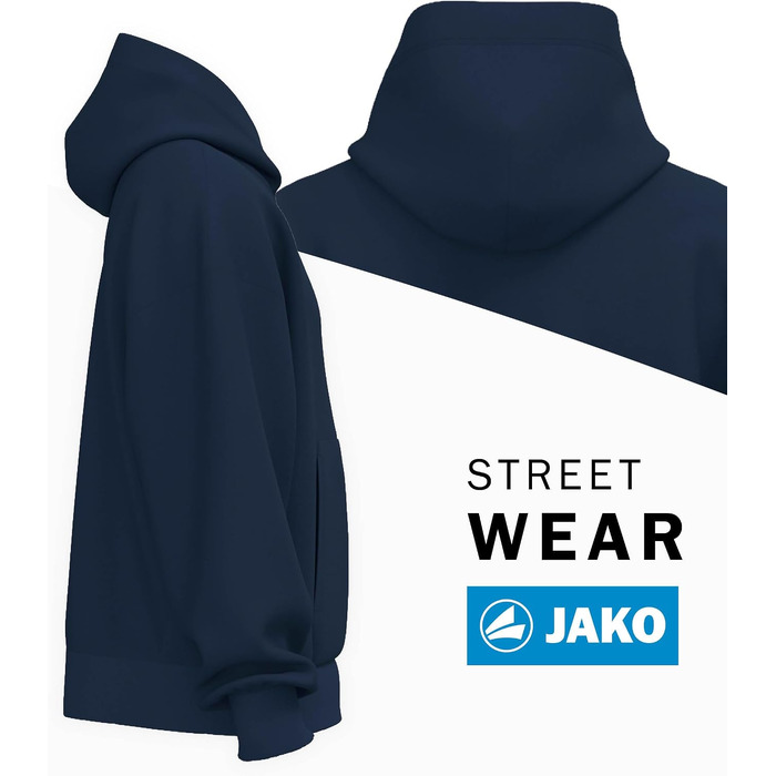 Товстовка-худі JAKO Wardrobe унісекс, бавовняна, щільна тканина 400 г/м², синя, розмір XS