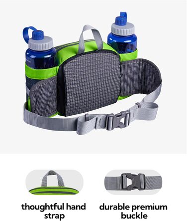 Водонерозуміла поясна сумка Waterfly з тримачем для пляшки, регульованим ремінцем, кишенею для телефону, для хандлінгу собак, піших прогулянок, подорожей, кемпінгу (світло-зелена)