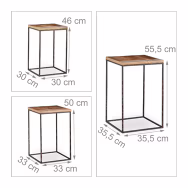 Relaxdays Side Table Set of 3 Mango Wood