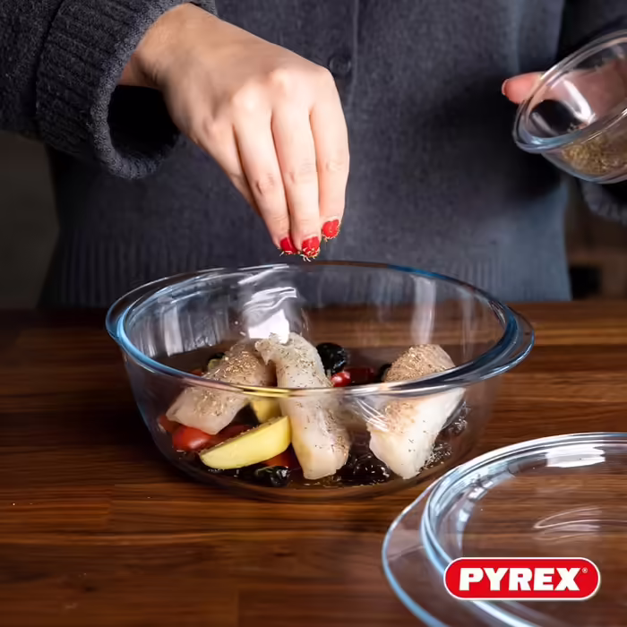 Pyrex 4-in-1 – Set with 2 Casserole Dishes – 1.6L and 2.3L – Borosilicate Glass – Steaming – Microwave Safe – Dishwasher Safe Set with 2 Casserole Dishes, 1.6L and 2.3L