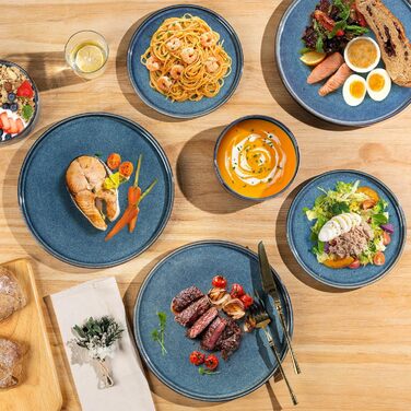 Набір посуду GBHOME для 4 осіб: 12 предметів, керамічний, з реактивною глазур'ю, стійкий до подряпин, для щоденного використання, безпечний у посудомийній машині та мікрохвильовці