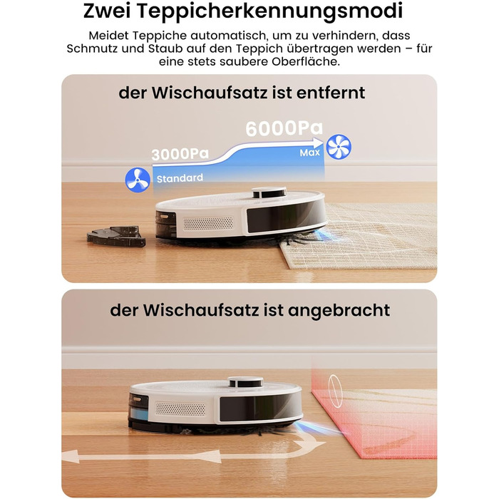 Робот-пилосос LEFANT M2Plus з функцією миття, 6000Pa, LiDAR-навігація, самоочищення, для видалення шерсті тварин, білий