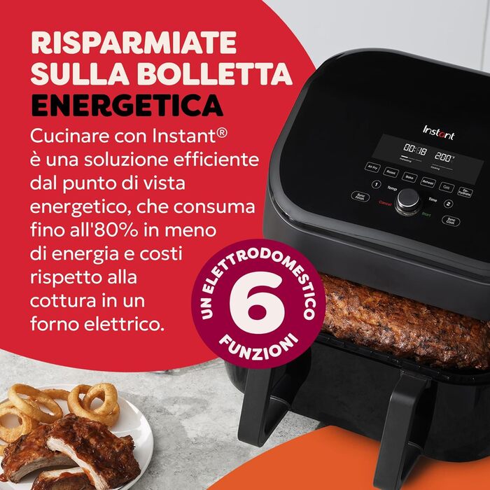 Фритюрниця електрична Instant VersaZone XXL 8.5л з двома камерами - аерофритюрниця, духовка, гриль, сушка, розігрів (чорна)