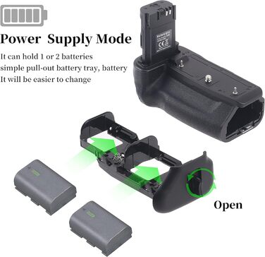 Вертикальна ручка Hersmay для Canon EOS R5 R5C R6 R6 Mark II з підтримкою LP-E6/LP-E6NH/LP-E6N акумуляторами