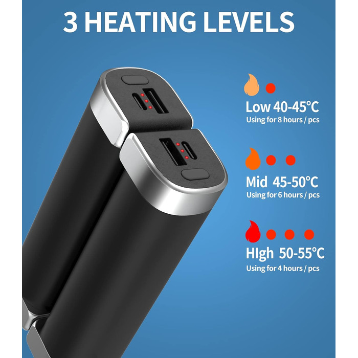 Електричні грілки для рук 5000mAh, 2 шт. - багаторазові, для дітей, на відкритий простір, зимовий подарунок (чорний)