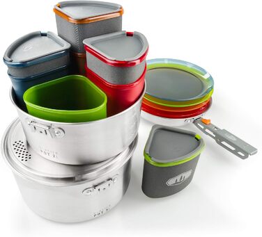 Набір посуду GSI Outdoors Glacier Edelstahl для кемпінгу та подорожей на 4 особи (нержавіюча сталь)