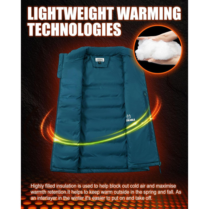 Жіноча степна жилетка Outdoor Ventures для туризму та кемпінгу, тепла, з капюшоном, керамічно-блакитна, розмір L