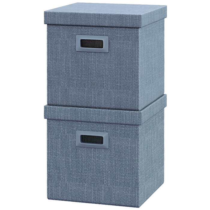 HOMCOM Storage Boxes 2-Pack, Stackable Storage Cubes, Foldable Storage Box for Living Room, Bedroom, 30 x 30 x 29 cm, Blue | Aosom