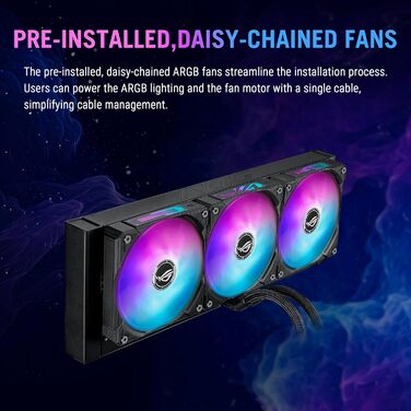 ASUS ROG Ryuo IV 240 ARGB - Система водяного охолодження для CPU (2 вентилятори, RGB, 400 мм трубки, Intel LGA 1851/1700/1200, AMD AM5)