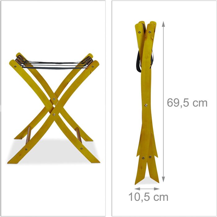 Relaxdays Luggage Rack Wood, foldable, luggage rack, suitcase storage, for travel luggage, HxWxD: 52.5x66.5x48 cm, white (natural)