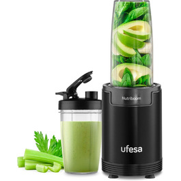 Ufesa BS2500 Nutriboom Single-Cup Mixer, multifunctional nutrient extractor, 900W power, smoothies and shakes, incl. 6 accessories, stainless steel blades, black 900W sports 0.5L-0.8L