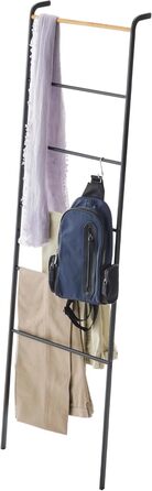 Yamazaki 2813 TOWER Leaning Clothes Rack, Black, Steel/Wood, Minimalist, 45 x 24 x 160 cm