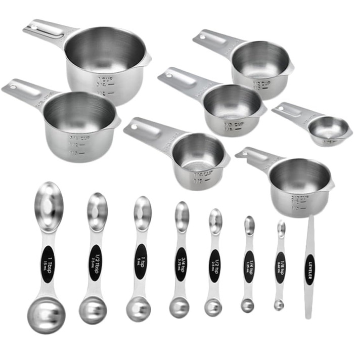 PRETYZOOM 3-Piece Measuring Cup and Spoon Set, Baking Molds, Cold Brew Coffee Maker, Coffee Cups, Medium Cookie Cutters (Reindeer), Baking Measuring Cup, Measuring Spoons, Cup, Stainless Steel