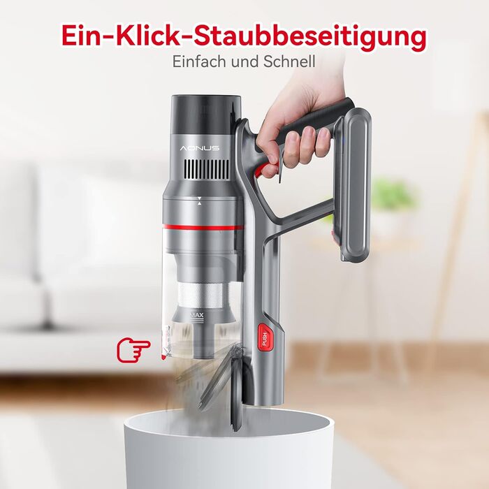 Акумуляторний пилосос Aonus A9 Pro, пластиковий, червоний, 500 Вт, об'єм 1 літр, 60 дБ