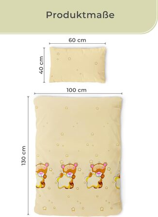 Набір постільної білизни для дітей Gräfenstayn® з мотивами тварин (жирафа та слон) та інтегрованою блискавкою, 100% бавовна (ренфорс) - ковдра 135x100 см, подушка 60x40 см