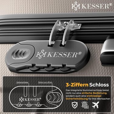 Набір валіз KESSER з ABS-пластику, 4 шт. (S, M, L, XL), колір Champagne — дорожні валізи-тролеї з кодуванням, телескопічною ручкою та вагами для багажу