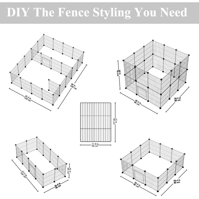 Металевий загін для кроликів LANGXUN: міцний дротяний загін, DIY монтаж, 12 шт. (120x60x38 см)