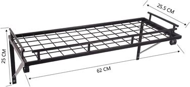 K-1121 60 CM Black Large Kitchen Shelf, Wall Shelf for Pots, Pans, and Utensils, Hanging Shelf with 10 Hooks