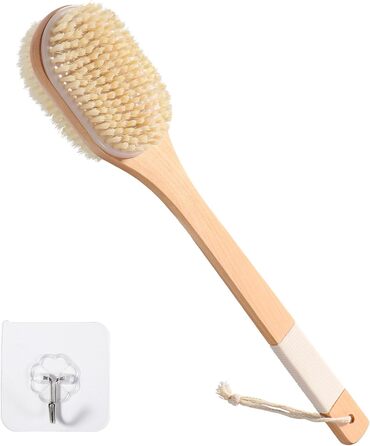 Щітка для спини з довгою ручкою, 43 см: для душу, ванни, видалення відмерлої шкіри, целюліту, покращення лімфодренажу