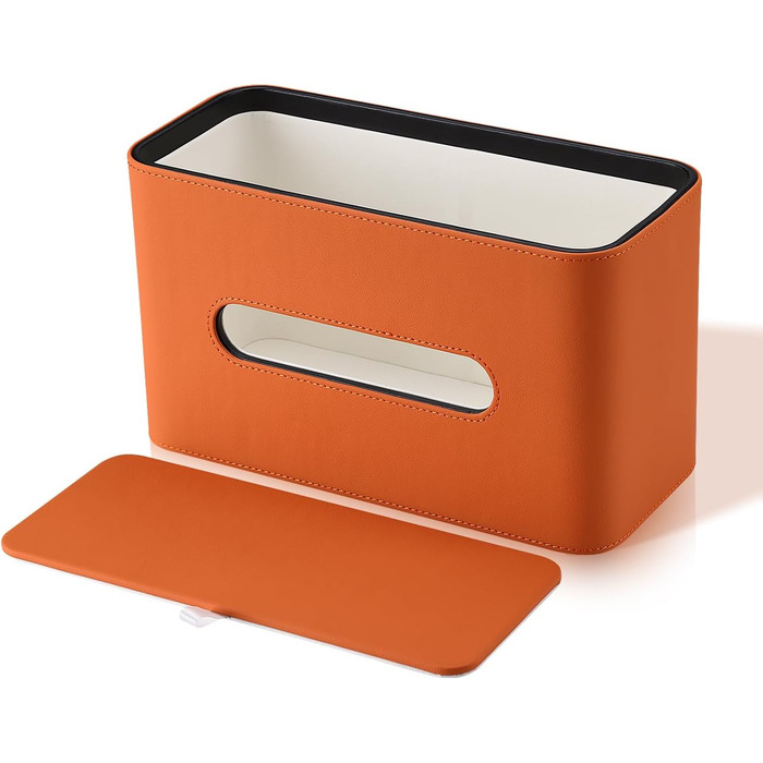 Скріпка для серветок GORESE, шкіряна, прямокутна, помаранчевого кольору (25.5 x 15 x 10.3 см)