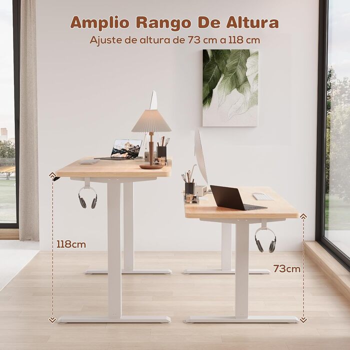 Devoko Electric Standing Desk with Memory - 160x60cm Beige