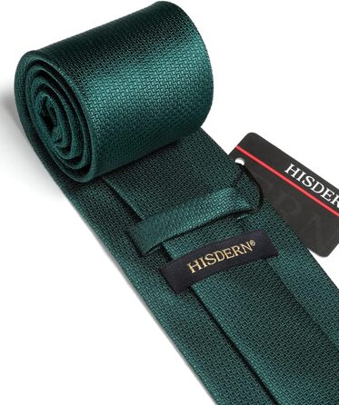 Чоловіча краватка HISDERN в клітку з нагрудною хустинкою, формальна класична краватка для весілля, темно-зелений колір