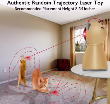 Interactive Cat Laser Toy Automatic for Indoor Cats, [2024 Upgraded] Real Random Trajectory Rechargeable Laser Cat Toys for Indoor Cats/Kittens/Dogs