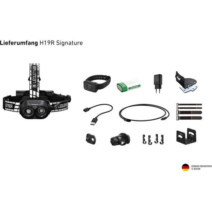 Лобовий ліхтар Ledlenser H19R Signature 4000 лм, LED, акумуляторний, червоне світло, IP67, Bluetooth, 330 м, USB-зарядка, кріплення на шолом, для MTB та outdoor
