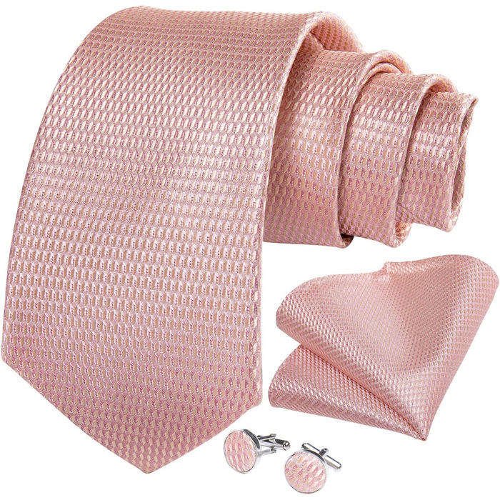 Чоловіча краватка DiBanGu, солідна шовкова краватка та нагрудна хустинка, краватка для весілля, краватка з нагрудною хустинкою, комплект, формальний стиль, рожевий колір