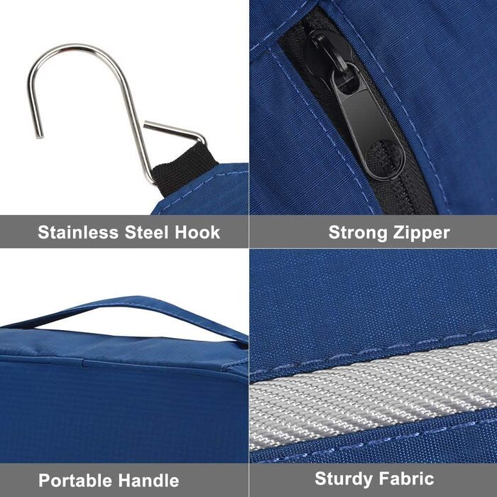 Сумка-органайзер для душу Jieei, водонепроникна, для чоловіків та жінок, з 4 відділеннями, складна, компактна (L-синій, L)