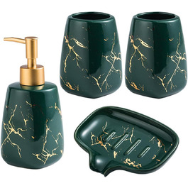Набір аксесуарів для ванної кімнати: дозатор мила, мильниця, 2 стаканчика для зубних щіток (сірий, з малюнком мармуру)
