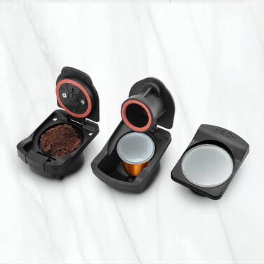 Ufesa Bellagio 3-in-1 Multi-Capsule Coffee Machine for Nespresso Original Capsule, Dolce Gusto, or Ground Coffee, Digital Touch Panel with 7 Levels, 1 L Water Tank, 1400 W, 15 Bar Pressure, Compact