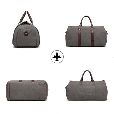 Portable Garment Bag, Men's Suit Bag for Business Travel, Large Leather Travel Bag with Shoe Compartment (Gray Backpack)