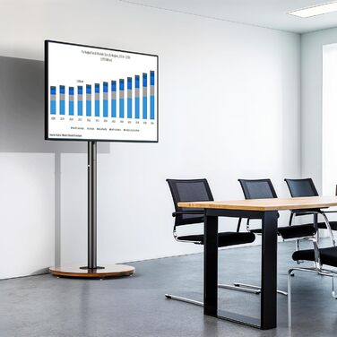 Підставка для телевізора Unho з регульованою висотою та коліщатками, для екранів 40-75 дюймів, VESA 600x400 мм, до 50 кг (Чорний)