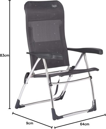 Скромна пляжна стільниця Crespo з алюмінію, розбірна, з високим сидінням з міцної тканини Multifibra (темно-сіра)