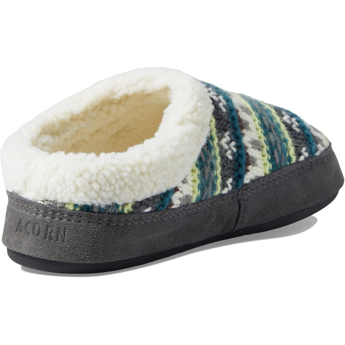 Тапочки домовик Acorn з вишивкою 'Сіре Білка', Fairisle Hoodback 'Павлінь' (39/40 EU)