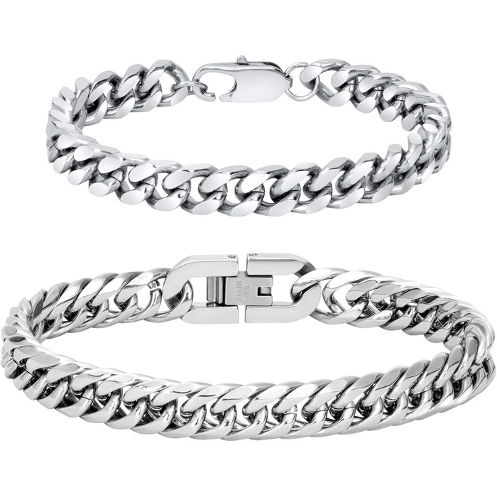 Браслет чоловічий Flintronic з нержавіючої сталі, панцерна ланцюг для чоловіків/хлопців, важкий браслет з ланцюгом, браслет у стилі хіп-хоп, мода, ювелірні вироби, 10 мм, 21 см