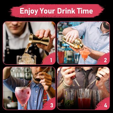 Набір шейкер для коктейлів 750 мл: професійний барний аксесуар з вбудованим ситом, мірний стаканчик та барна ложка. Ідеально для Мартіні, Маргарити та коктейлів (золотий)