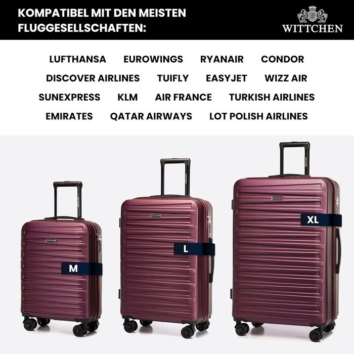 WITTCHEN Skyspeed Line: Великий валіза на колесах з ABS, для подорожей, з комбінаційним замком та телескопічною ручкою, 4 колеса, підходить для Lufthansa/Eurowings/Ryanair/Condor, колір каштанового дерева