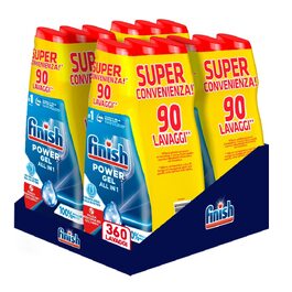 Рідкий засіб для посудомийних машин Finish Powergel, мультифункціональний, з ефектом знежирення, без запаху, 120 мийок (4 упаковки по 30, 7.2 л)