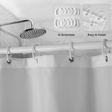 Шторка для душу DUFU, водонепроникна та пральна, 180x200 см, темно-сіра | Поліестер, 12 гачків, швидковисихаюча, напівпрозора