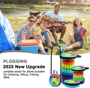 Тeleskopний складаний стілець для кемпінгу, риболовлі, подорожей та відпочинку на природі. Міцний, з вагою до 280 кг, колір: сонячно-зелений (26x26x46 см)