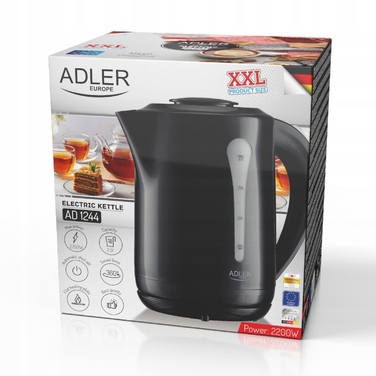 Електричний чайник ADLER AD1244b, 2200 Вт, 2,5 л, чорний