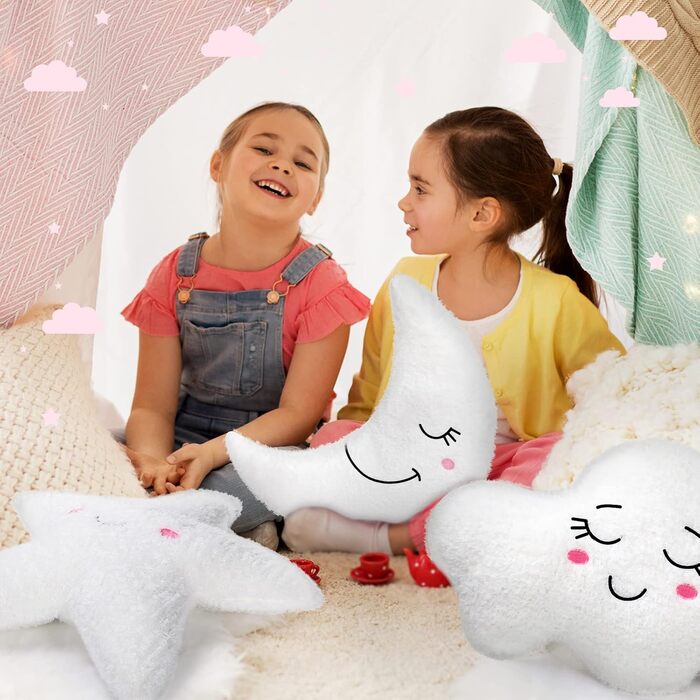 Дитячі плюшеві подушки Queekay, набір із 3 шт: місяць, зірка, хмара, м'які декоративні іграшки для дитячої кімнати